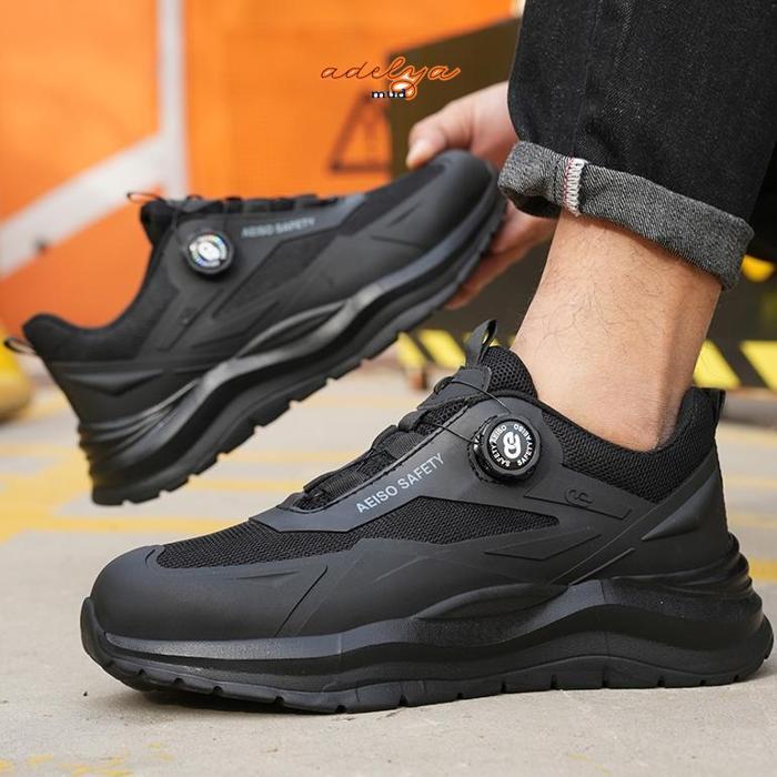 KT78 Aeiso - Sepatu Safety  Sport Casual Hitam Pria Berkualitas