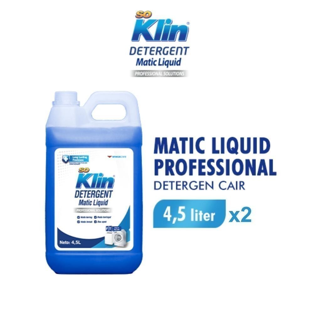 Soklin Deterjen Cair Professional Solution Jerigen 4.5 Liter x2