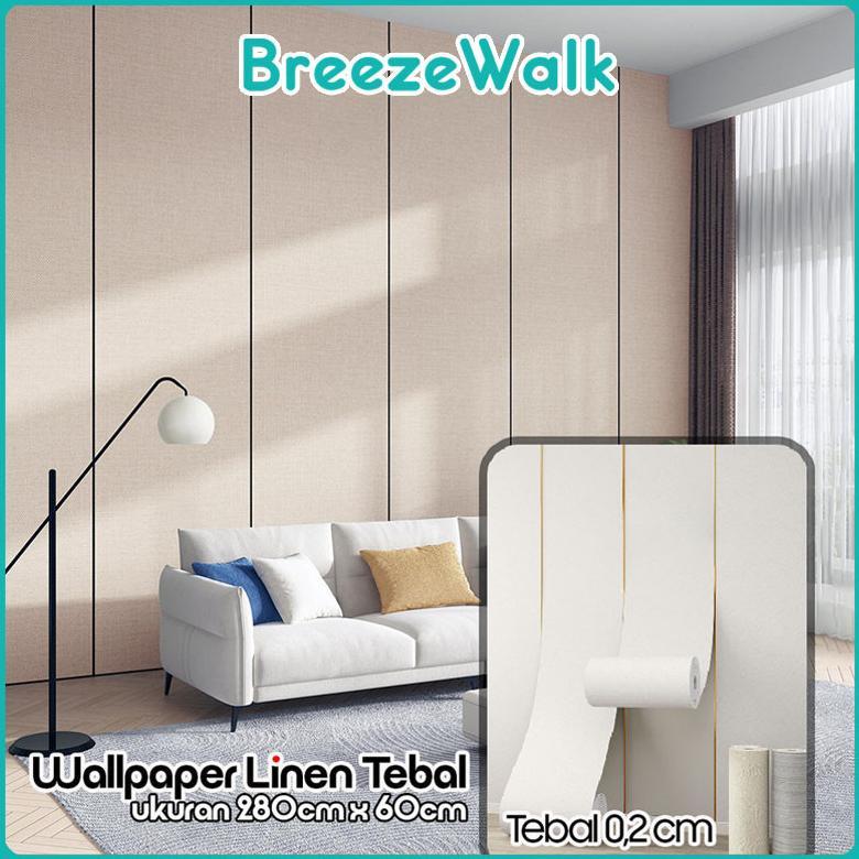 Wallpaper Dinding Linen Premium Tebal Bahan Pvc Roll 280X60 Cm Dekorasi Kamar Anti Lembab