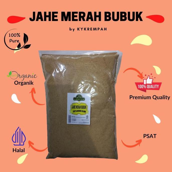 Jahe Merah Bubuk Murni [ 1 KG ], Tanpa Gula & Halus AUL
