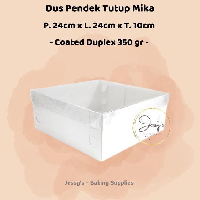 Dus Box Kotak Kue Cake Tinggi Mika 24 x 24 x 10 (Putih Polos)