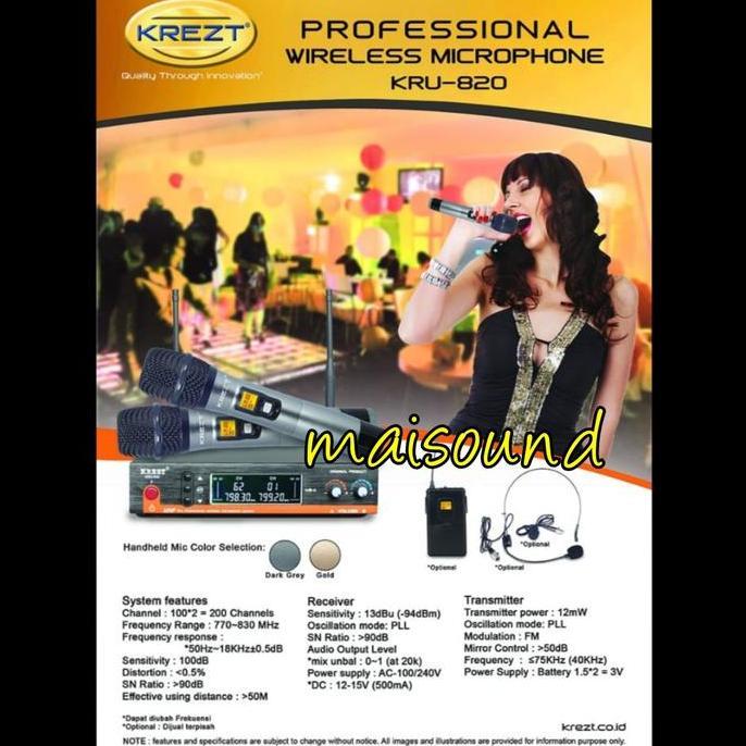 MIC WIRELESS KREZT KRU 820 MICROPHONE KREZT KRU820 HANDHELD ORIGINAL