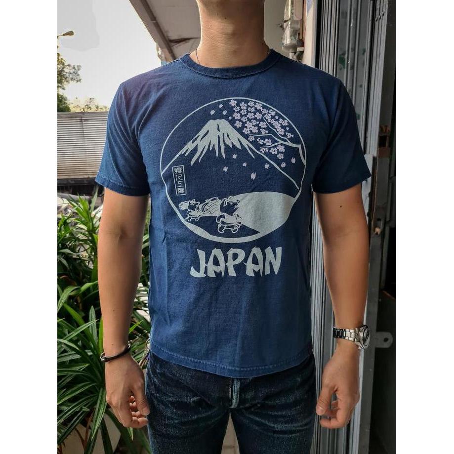 Studio DArtisan Mount Fuji Indigo Dyed Printed T-Shirt murah