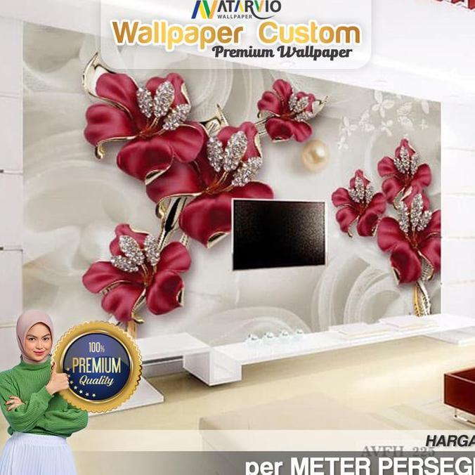 Wallpaper Dinding Custom 3D - Wallpaper Custom Motif Bunga
