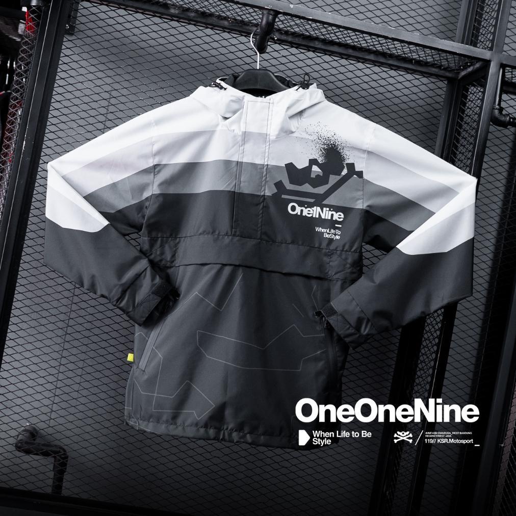 Oneonenine Ksr Jaket Big Pocket Flex White - Jaket Motor Sport Camo Polyester Waterproof