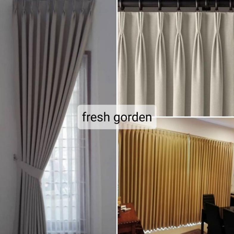 (FULL BAHAN) Gorden blackout import model kait/cantolan kawat S