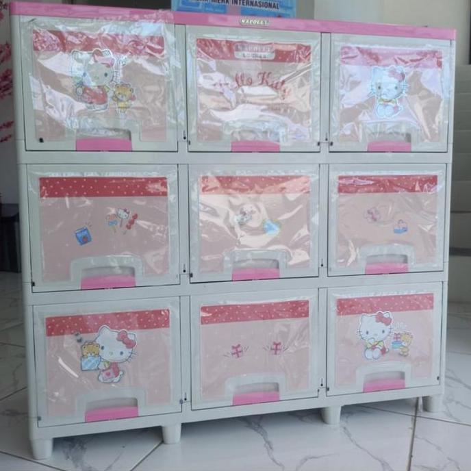 PROMO - Napolly Lemari Plastik Pintu Sliding Triple 9 Pintu Susun 3