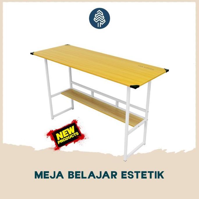 NEW - Brookwood Meja Belajar Minimalis Modern Meja Kantor Serbaguna Besi Kayu