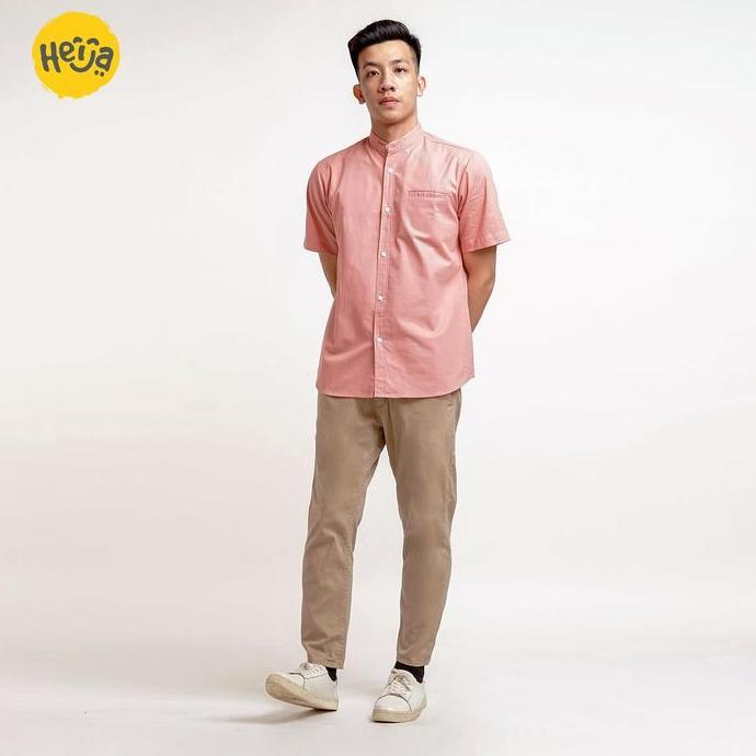 KEMEJA KOKO ANAK Lengan Pendek-Warna PINK SALEM PEACH - ASROR SHIRT