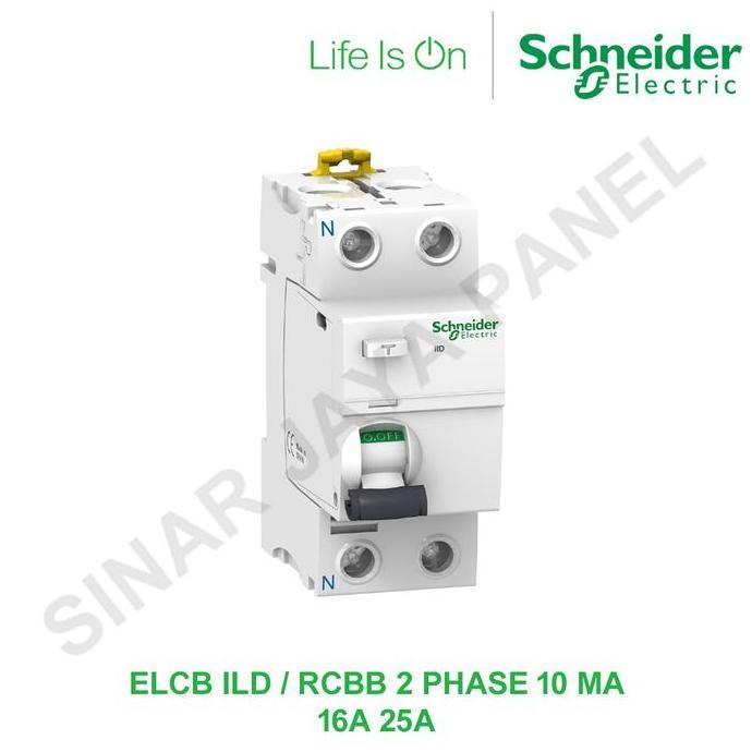 Murah ELCB ILD / RCCB SCHNEIDER 10MA 2 PHASE 16A 25A A9R10216 A9R10225 ORI Non COD