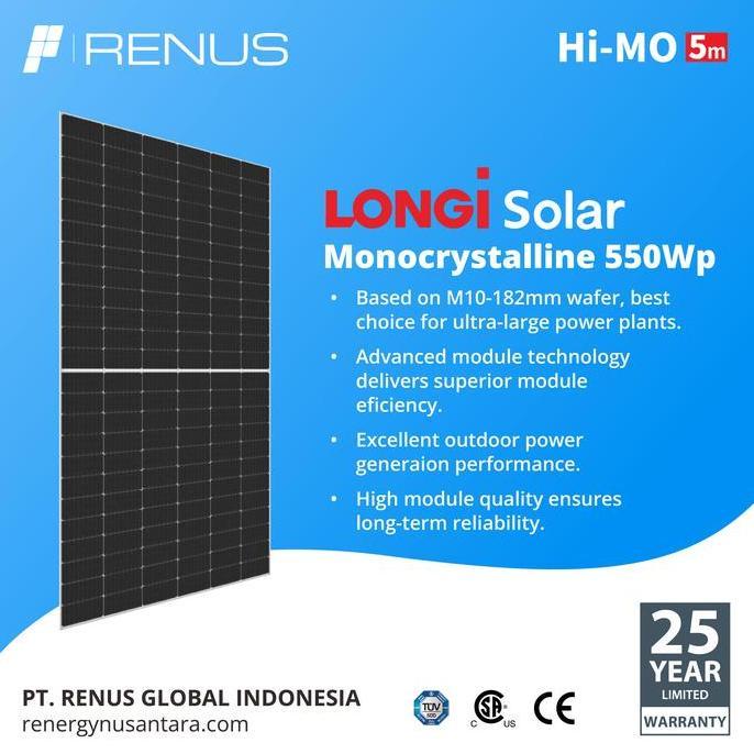 LONGi 550 Wp Mono PERC Halfcut Solar Module / Panel Surya