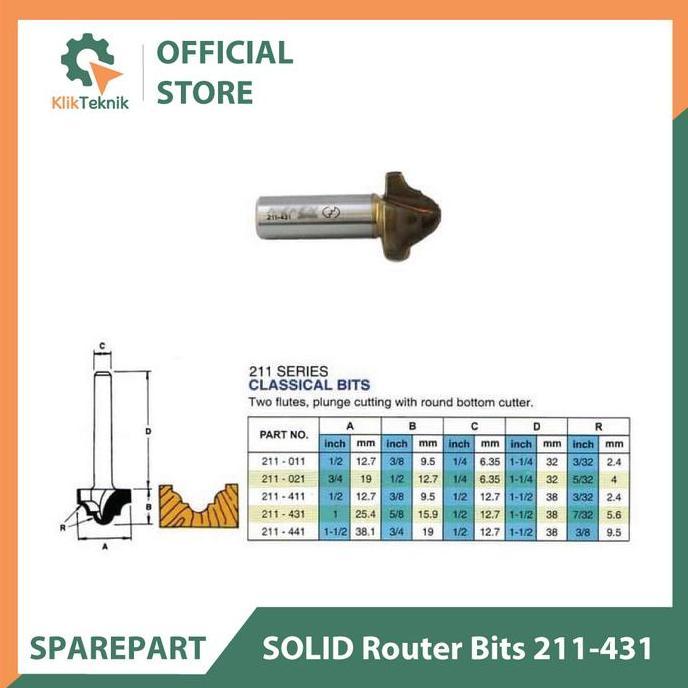 SOLID Router Bits 211-431 (Mata Profil Classical Bit 25.4mm)