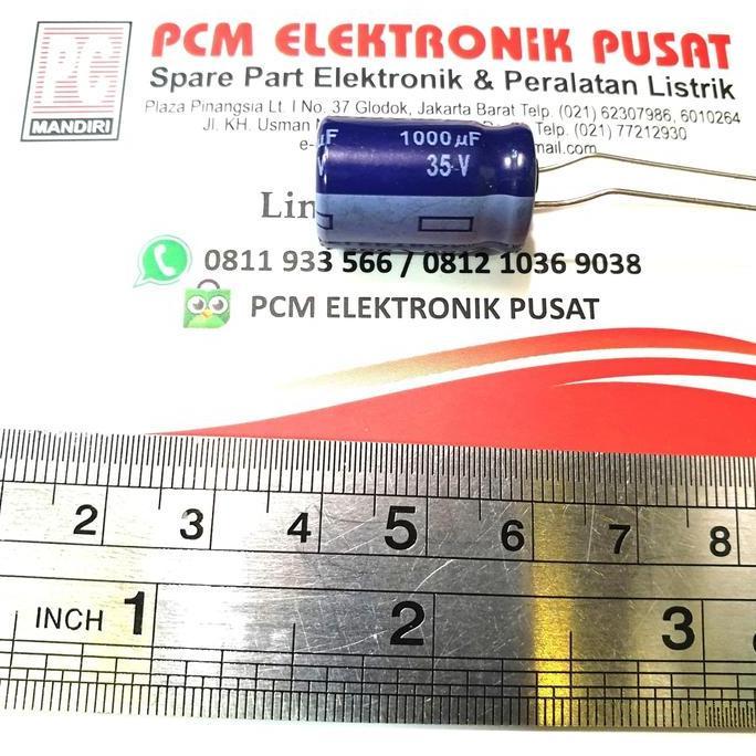 Murah Capasitor Kapasitor Elco Panasonic 1000uf 35V 1000 mikro 35volt pcmpu55 Ayo Beli