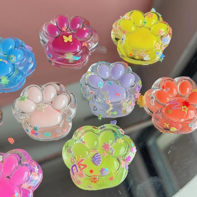 (CFC) TABA SQUISHY SMALL CLEAR CAT PAW mainan pencetan jelly cfc