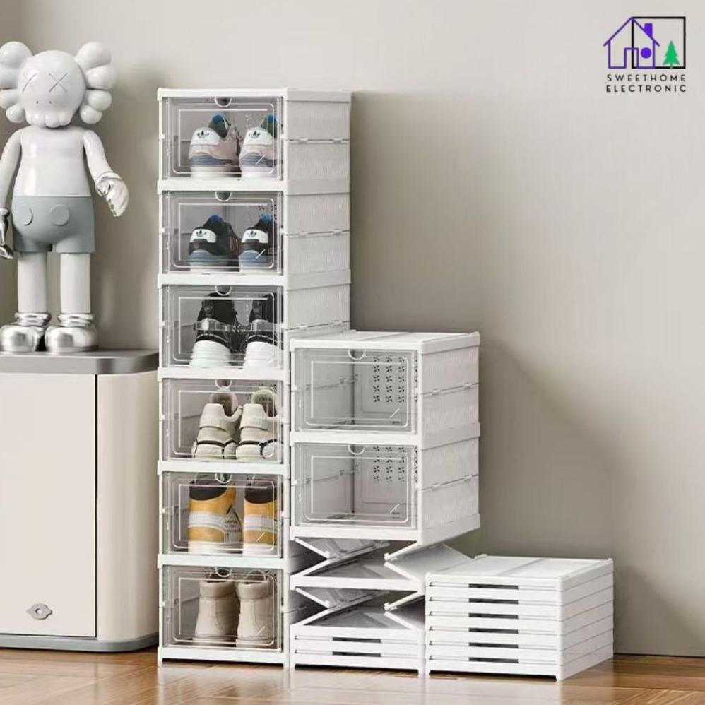 Rak Sepatu Lipat Multifungsi Kokoh Dan Elegan Tranasparant Aesthetic