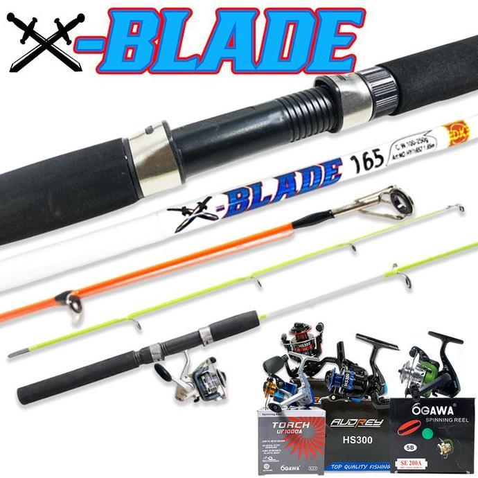 Joran Pancing Spinning X Blade Thunder Fiber Nozawa dan Black Dog Solid Sambung Tengah COD Gratis On