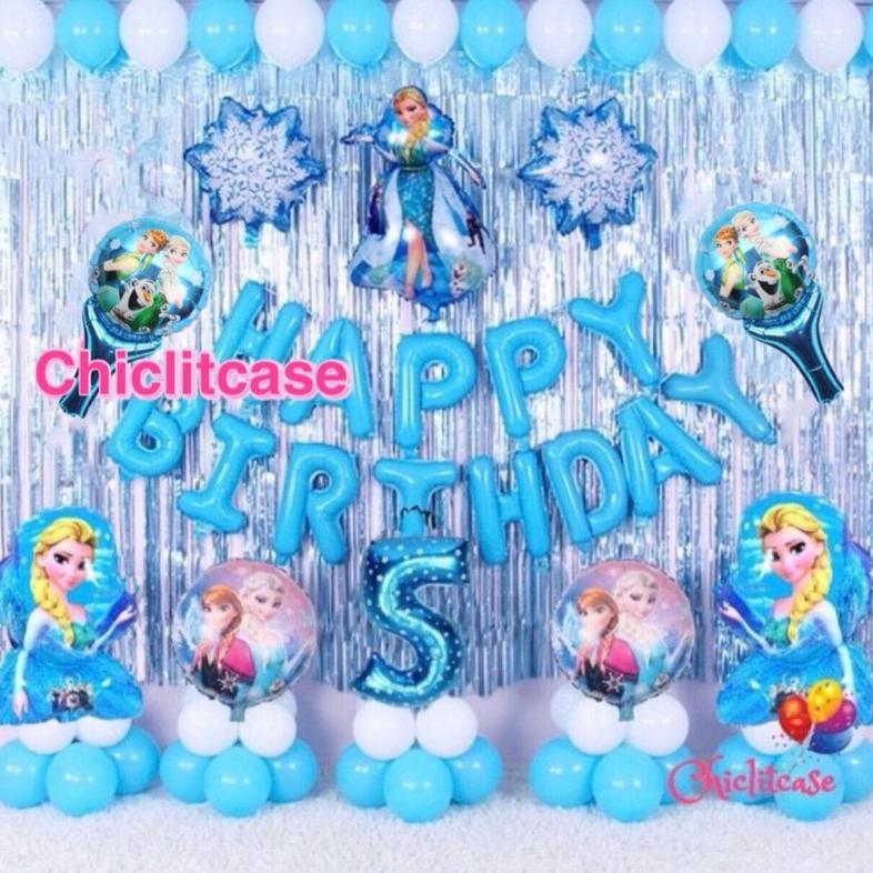 Paket dekorasi ulang tahun frozen premium tirai/dekorasi ulang tahun frozen