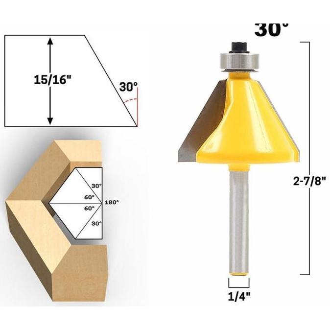 Mata Profil Router Bit Shank 1 / 4 "30 Derajat Woodworking