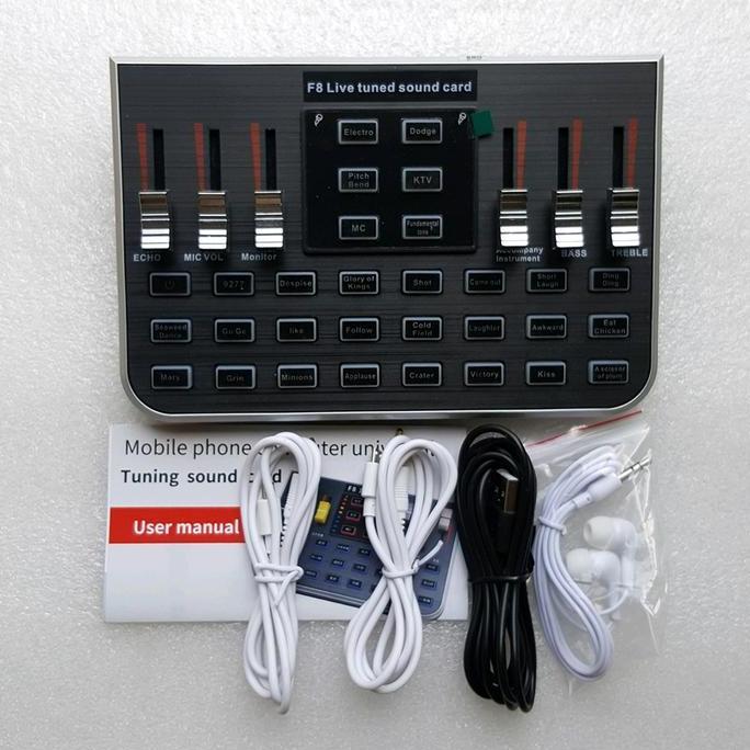 Live Sound Card F8 Voice Conversion Audio Mixer With 18 Sound Effects Sound Card Computer Mixing