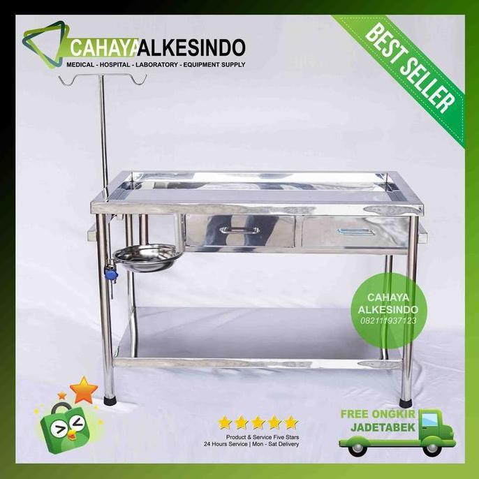 Meja Periksa Hewan + Laci Stainless | Operasi Binatang 120x60x80cm