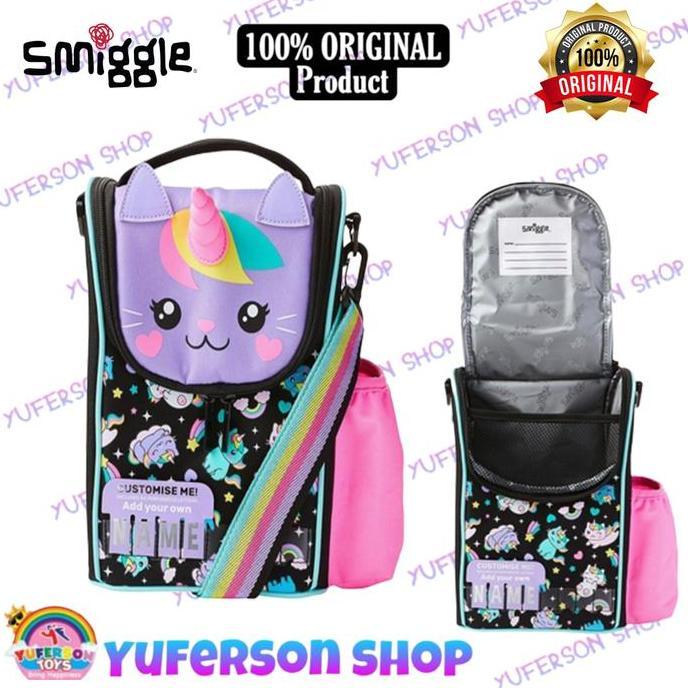 Smiggle Sky Hi Junior ID Lunch Box With Strap 447354BLM - Black Mix