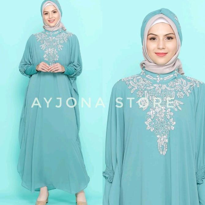 Dress / Kaftan ALMIRA Payet Mewah Casual Trendy Dress Muslim Lebaran Wanita Free Inner Gamis Kondang