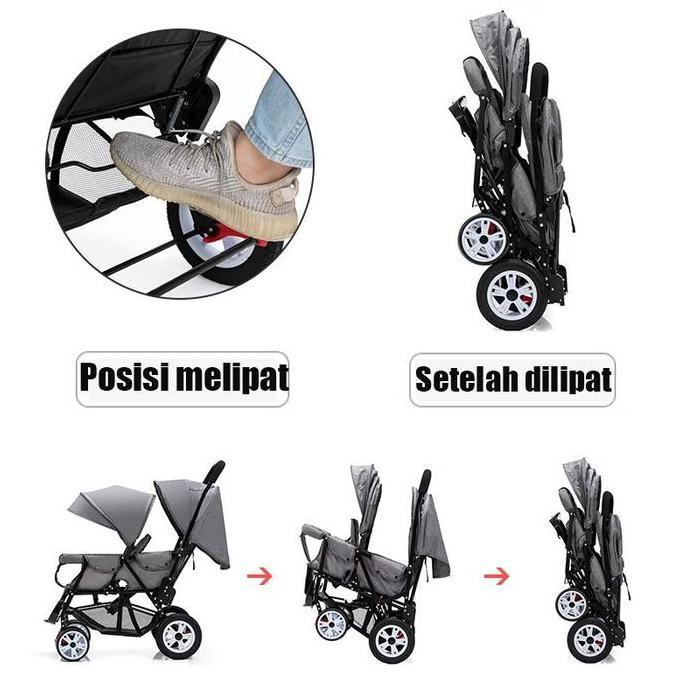 Stroller Kembar Stroller Baby Kereta Stroller Twin Bayi Double Stroller Kereta  Dorongan