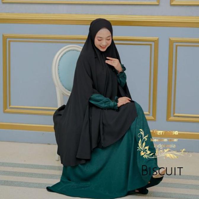 GAMIS HERMOSA MOTIF BISCUIT WARNA HIJAU BOTOL/GAMIS HIJAU TUA HERMOSA/GAMIS HIJAU TUA BISA COD Canti