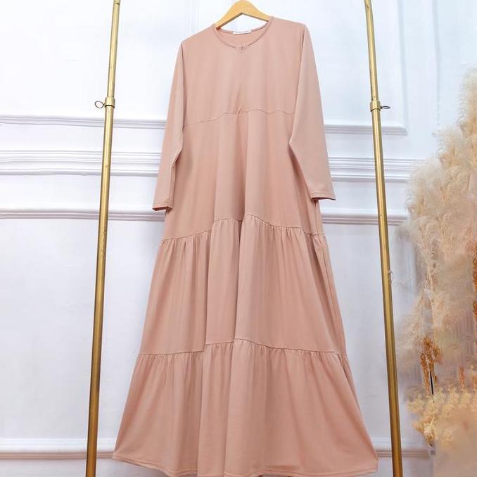 Gamis Jersey Susun Busui - JV Hasanah Rabia Ruffle Dress Terlaris