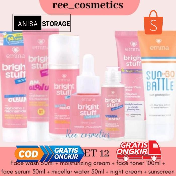 TW39 Emina Bright Stuff Paket 1 Lengkap Skincare 1 Set | Emina Paket Skincare Remaja Murah
