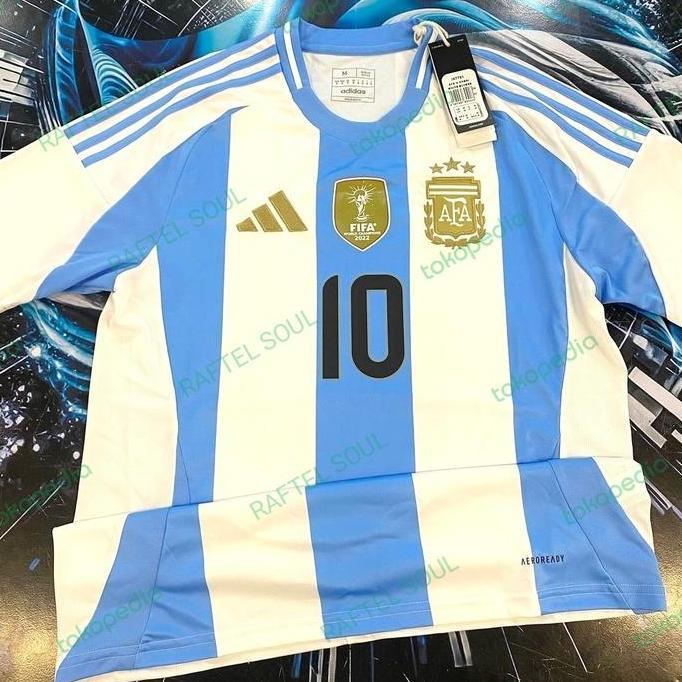 JERSEY BAJU BOLA ARGENTINA HOME 2024 + NAMESET MESSI GRADE ORI