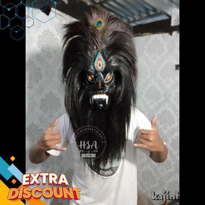 Topeng Ganongan/Topeng Bujang Ganong Mata Kaca Full Hitam [Br 1111]