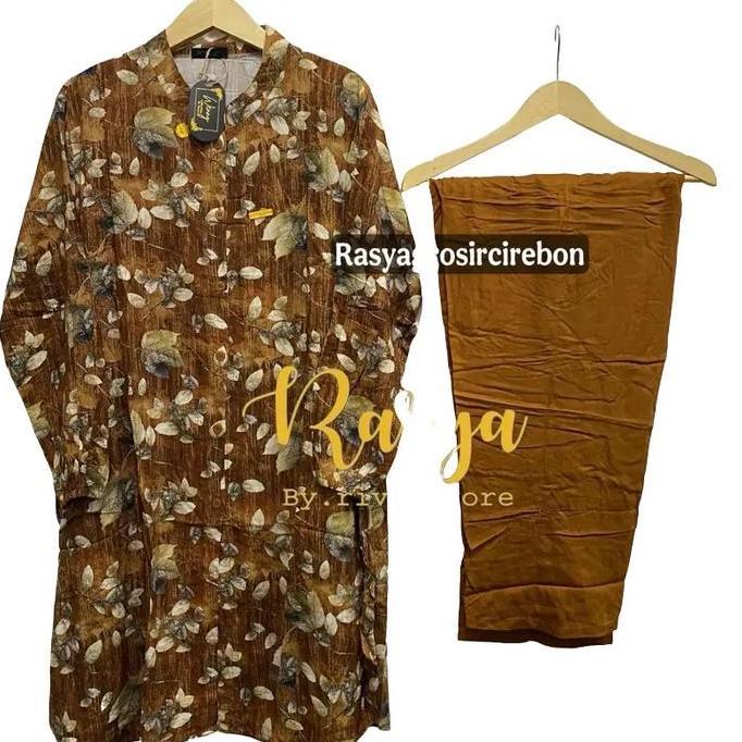 Setelan Rasya oneset Botega kombinasi motif bunga setcel rayon twill jumbo terkini 2024