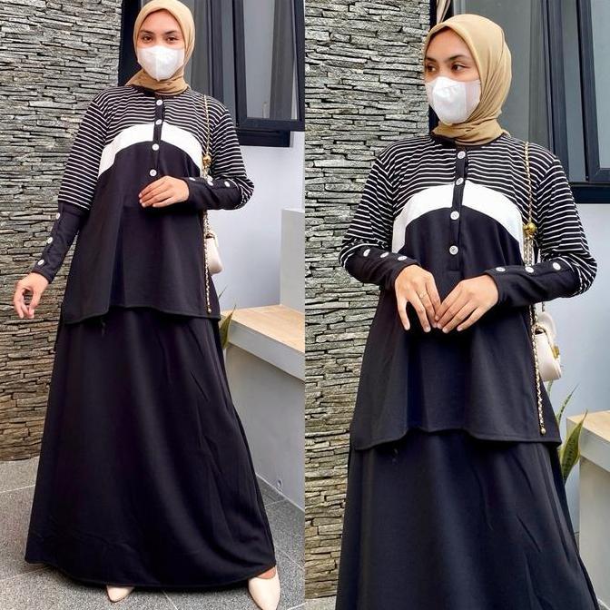 Zola Set Tunik dan Rok - Bahan Knit Jumbo LD 120-140cm by Kirnia