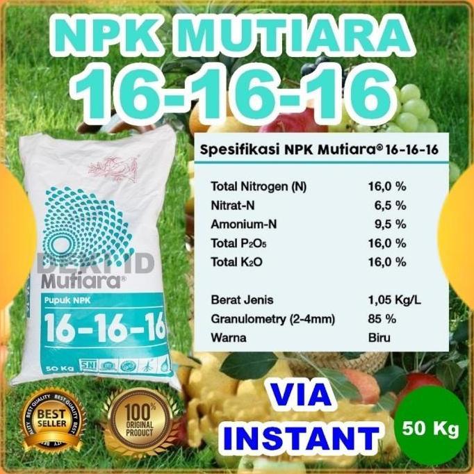 Promo Pupuk NPK Mutiara 161616 Meroke 50 Kg Via Instant Kemasan Pabrik COD