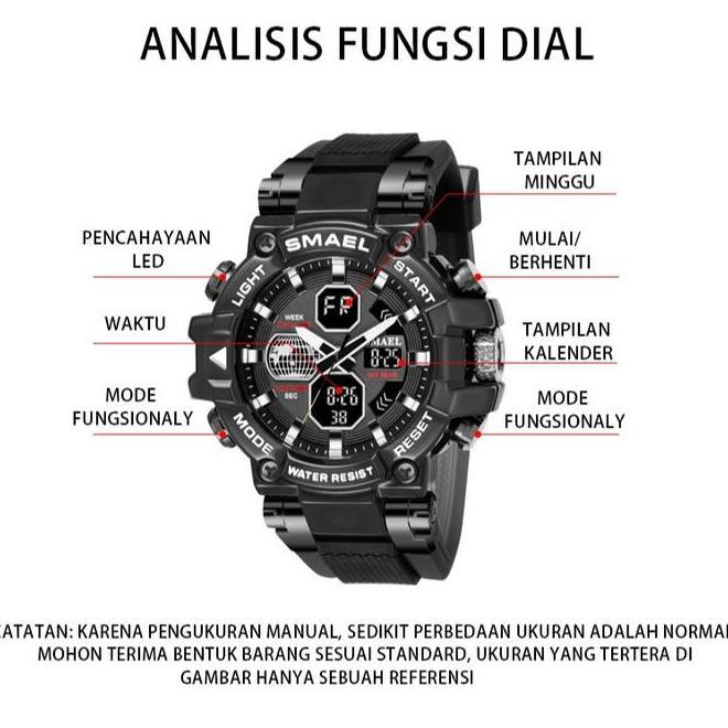 Jam Tangan Sport Analog Digital Pria Wanita Merk Smael 8027