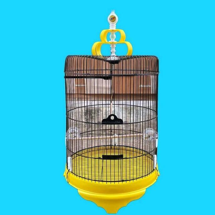 TERBARU - SANGKAR KANDANG BURUNG BESI BULAT JUMBO BESAR DM 46 CM MEREK F1 ANTI KARAT, KAKI BATMAN, K