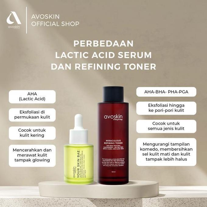 Avoskin Favorite Exfoliating Product (Serum Lactic/Toner Refining) Pencerah