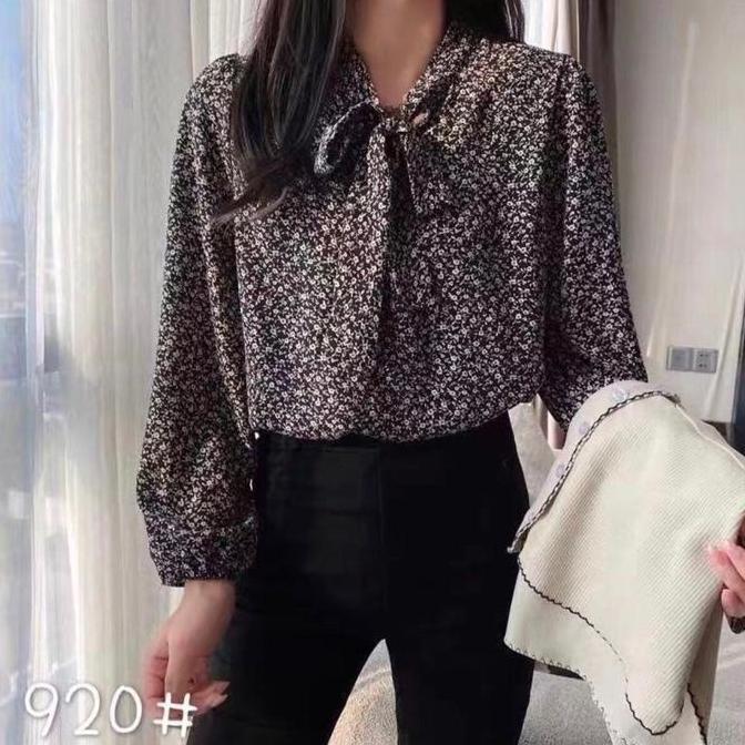 [HELEN]DAPAT ROMPI blouse rompi wanita lengan panjang motif bunga Atasan Baju