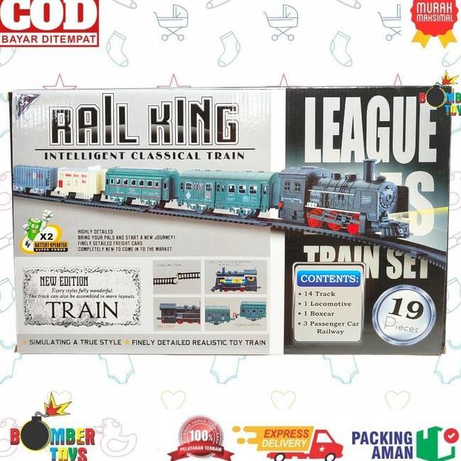 Mainan Anak Kereta Api Rail King 19 Pcs Classic Train Locomotif Kado Permainan Control Plastik Remot