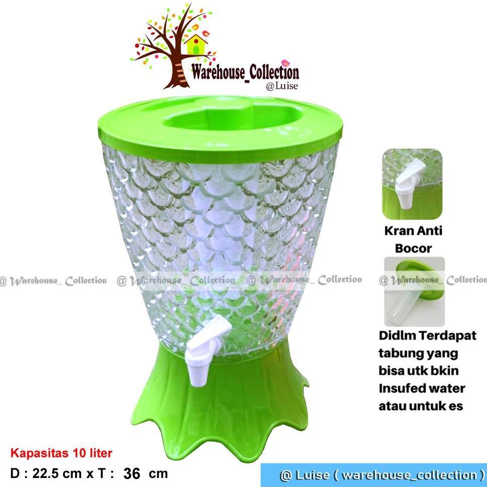 Dispenser Kristal Acrylic Set/Dispenser Model Ikan/Tempat Air Minum 10 Liter/Dispenser Kran Unik Can