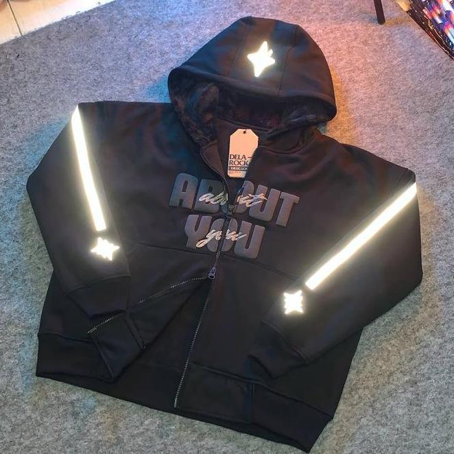 About You Hoodie Double Zipper  -  Kupluk Sherpa - Reflektif + Plastisol Puff Ink Glitter - Fleece 2