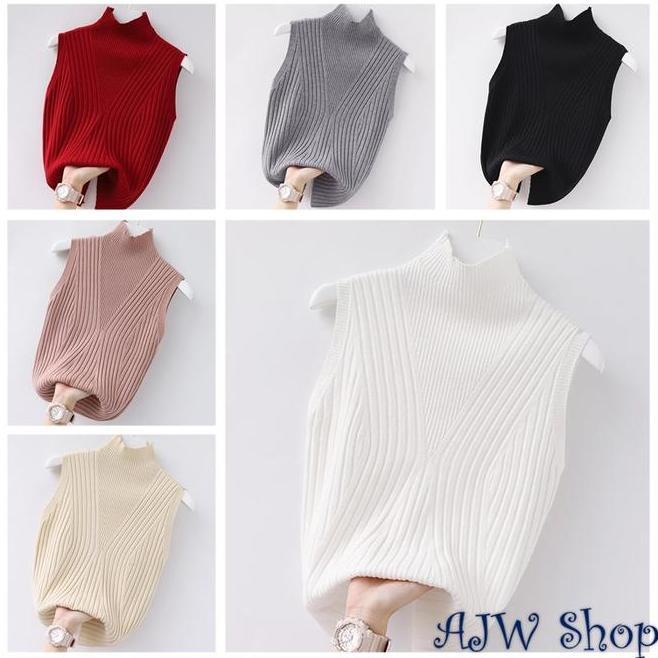 Ajw Qbd Turtle Ne Wanita Tanpa Lengan Kekinian Knit Inner Rajut Wanita Baju Dalaman Manset Knit Tanp