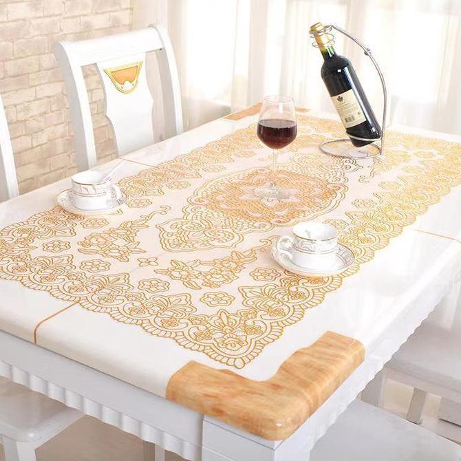 Promo COD Loyal Bosque Taplak Meja Tamu Oval Gold dan Silver Anti Air 60x120CM / Taplak Meja Bordir 