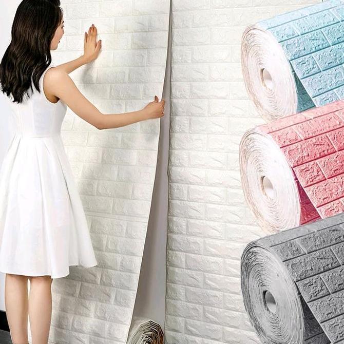 Promo Grosir Wallpaper dinding 3D Roll Motif bata COD