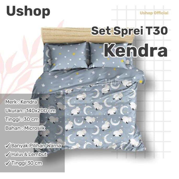 NEW USHOP Kendra Sprei Modern 140x200 Tinggi 30CM Motif Bahan Microtex Disperse Halus Lembut Nyaman 