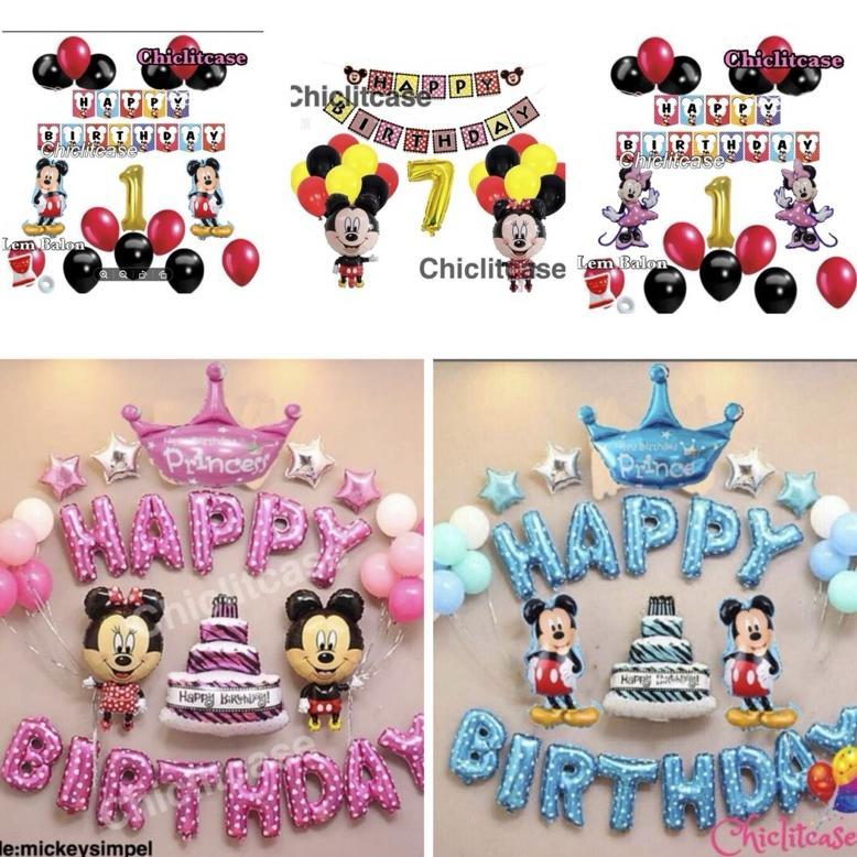 set paket balon ulang tahun mini miki / dekorasi ulang tahun birthday miki anak perempuan laki laki 