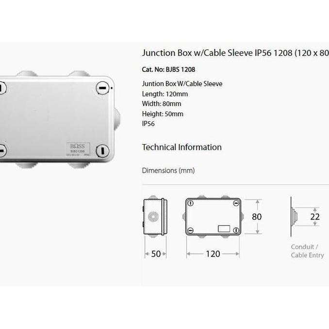 Junction Box BOSS Gland 120x80x50 - BJBS1208