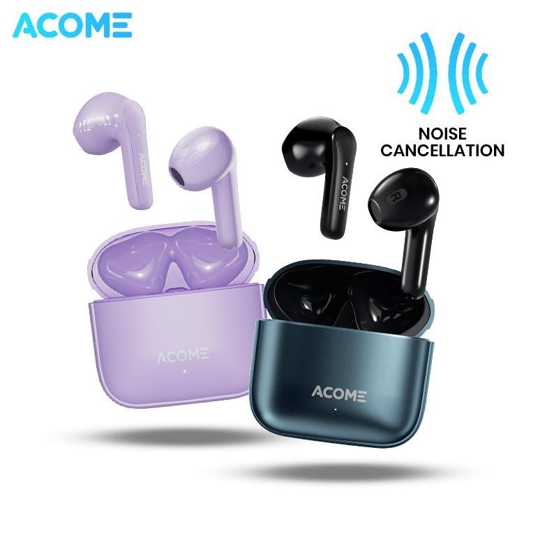 Acome Headset Earphone Bluetooth TWS5.3 ENC Call Noise Reduction 3,5 Gram Ultra Light - Garansi Resm