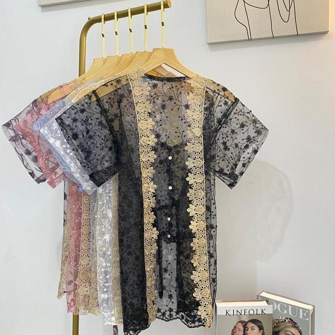 Pola Wear | Zora Outer Brukat Etnik Vest Tille Kardigan Lace Outer Kebaya Kondangan Mewah - Blazer W